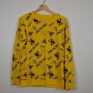 Pokemon Mens Youth XL Allover Pikachu Print Logo Long Sleeve Casual Sweatshirt